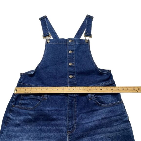 No Boundaries Distressed Denim Button Front Bib Overalls Blue Sz XXL - Picture 8 of 14